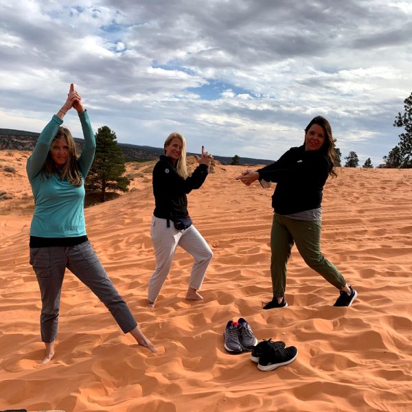 a group of people on a beach