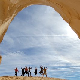 a group of people on a beach